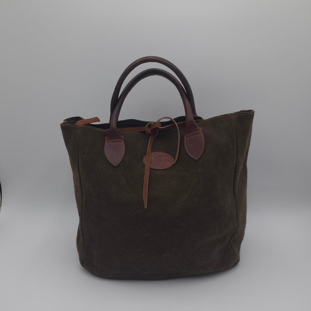 Vintage G.H. Bass & Co. Brown Suede Leather Tote Shoulder Bag Purse in Green